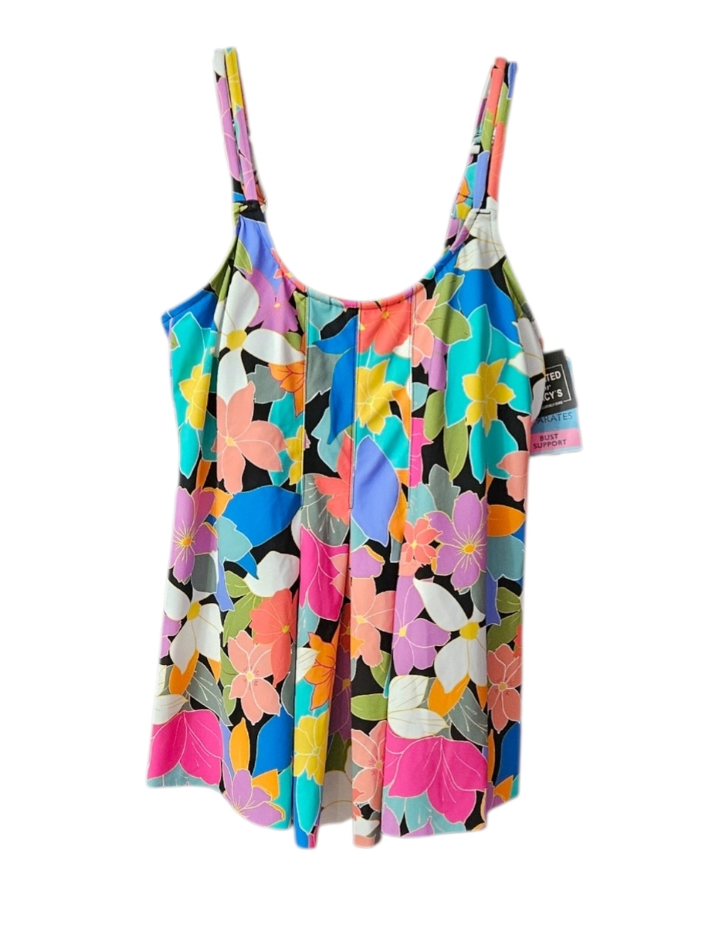 Swim Solutions Tankini Top NEW Multicolor Floral Bust Support Women 8